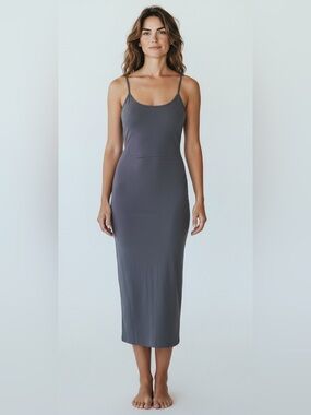 NWT!! Sexy Blush Mark spaghetti strap Maxi Size Large Gray Color Long Dress